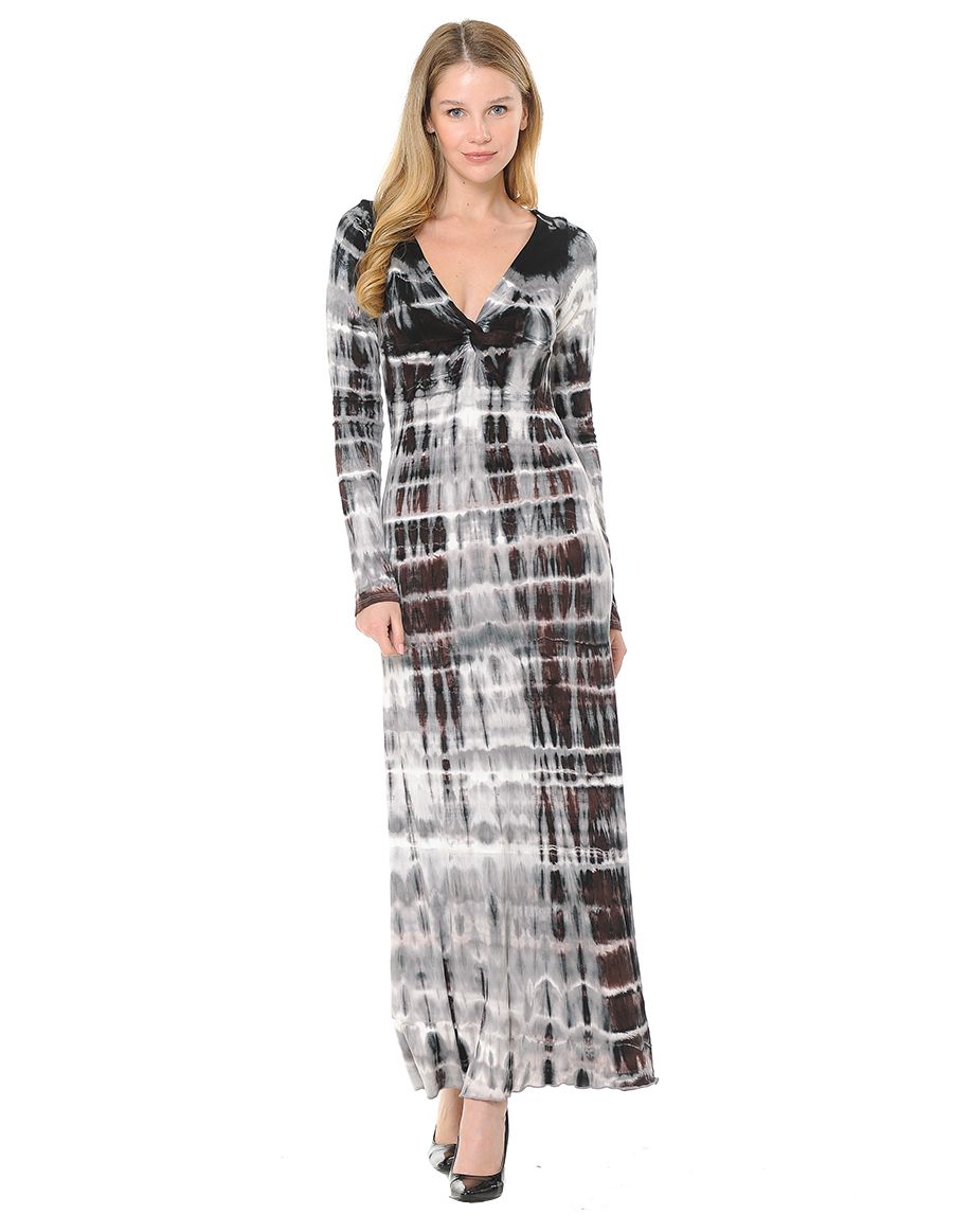Tie Front Full Sleeve Tie Dye Dress