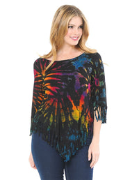 Mudmee Tie Dye Fringe Poncho