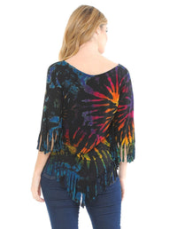 Mudmee Tie Dye Fringe Poncho