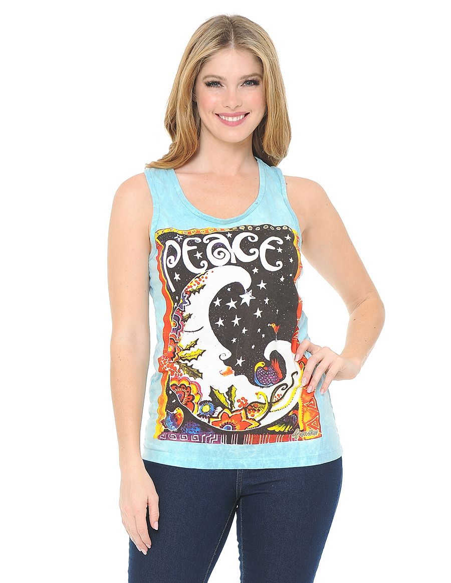 Crescent Peace Moon Cotton Tank by No Time