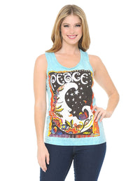 Crescent Peace Moon Cotton Tank by No Time