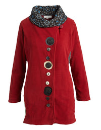 Red Button Down Fleece Coat